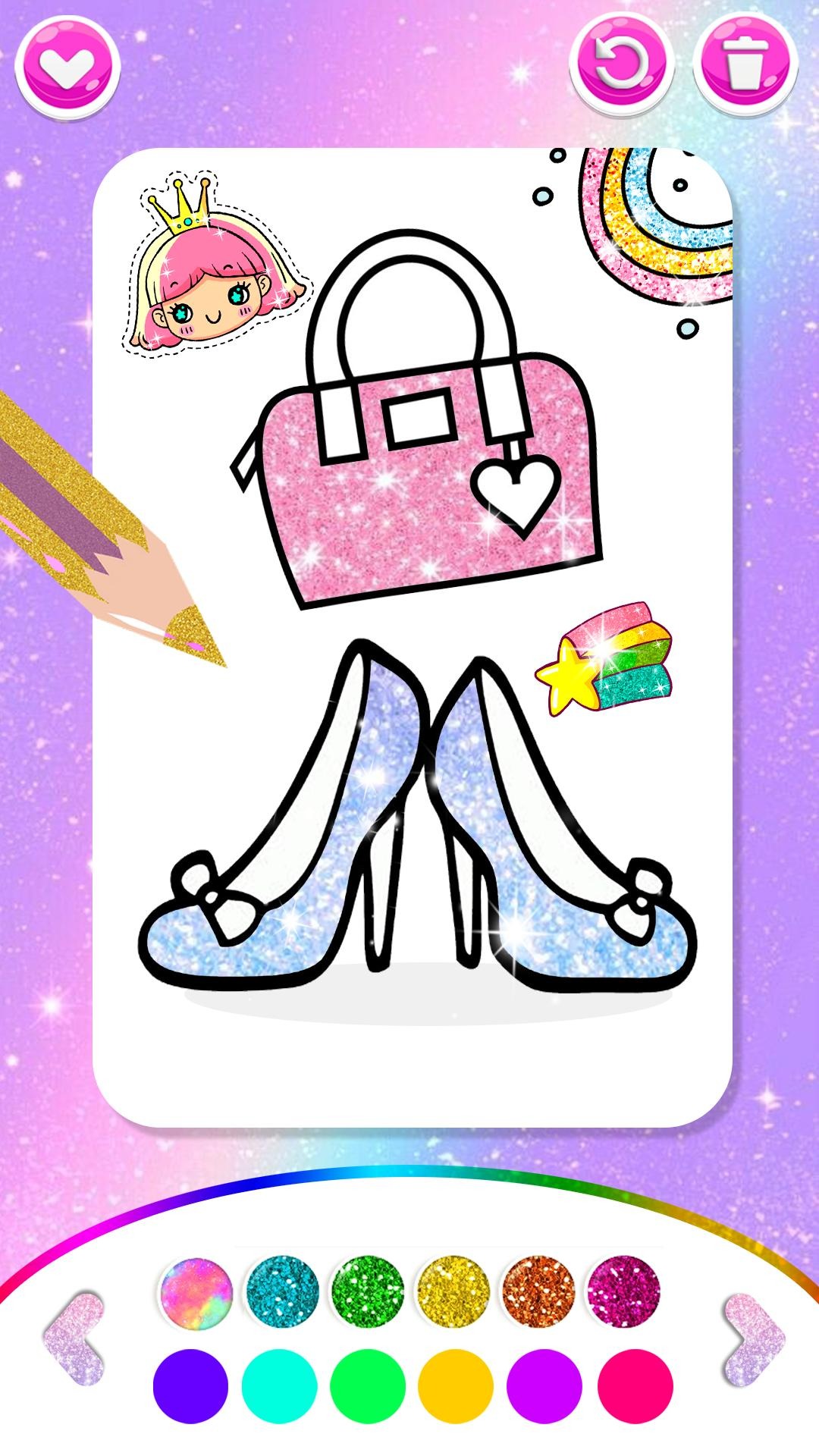 闪光彩虹鞋着色页的孩子