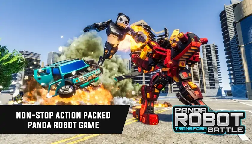 警察熊猫机器人汽车改造:飞行汽车游戏 警察熊猫机器人汽车改造:飞行汽车游戏