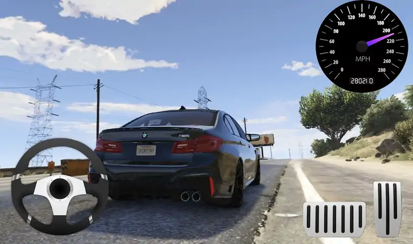 城市赛车宝马M5停车场