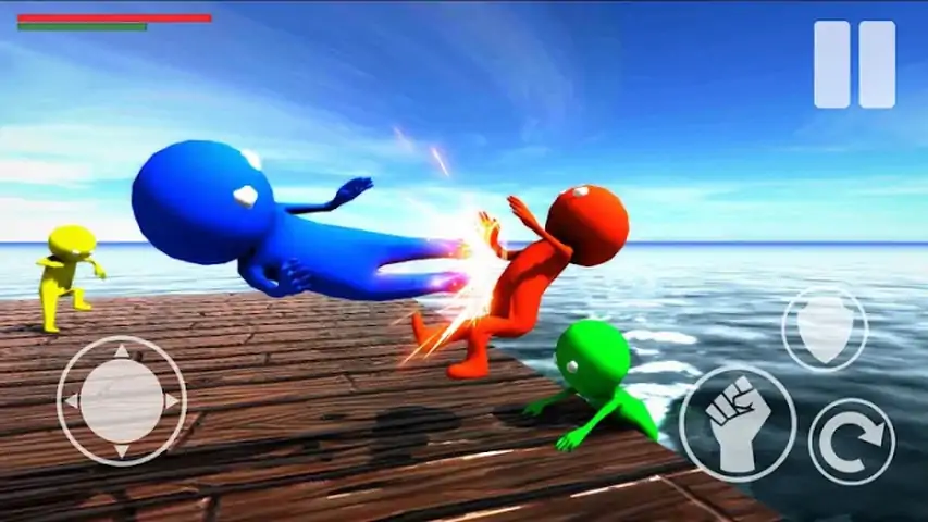 匪徒火柴人战斗的野兽摔跤