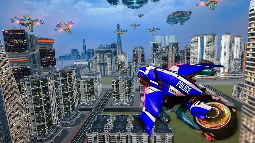 飞行机器人自行车警察机器人转型战争