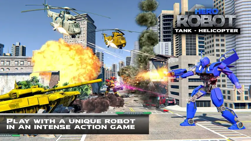 直升机改造战争机器人英雄：坦克射击