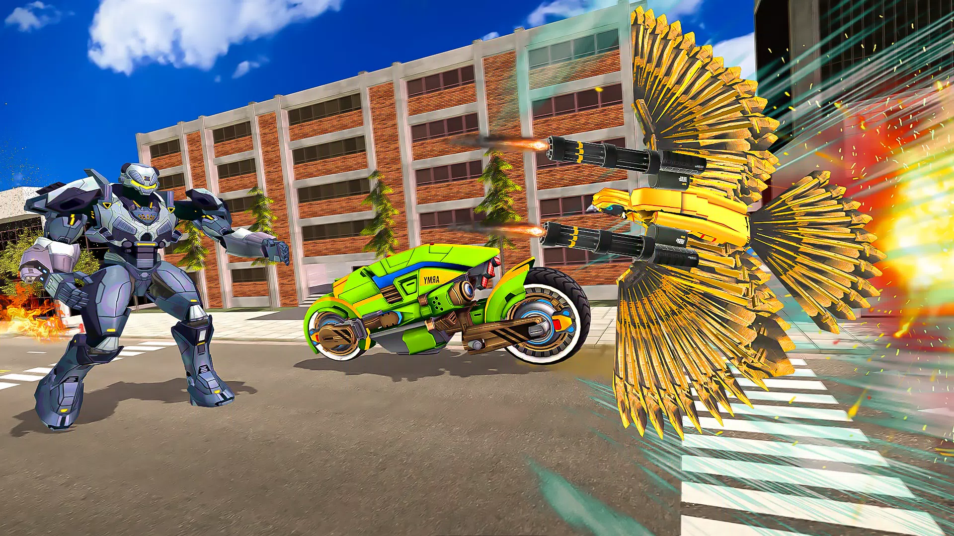 鸽子机器人自行车变换3D 鸽子机器人自行车变换3D