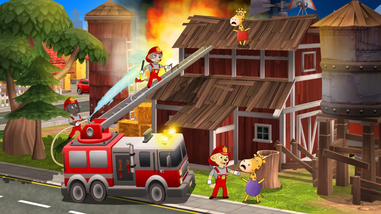 孩子们赛车。 小狗巡逻