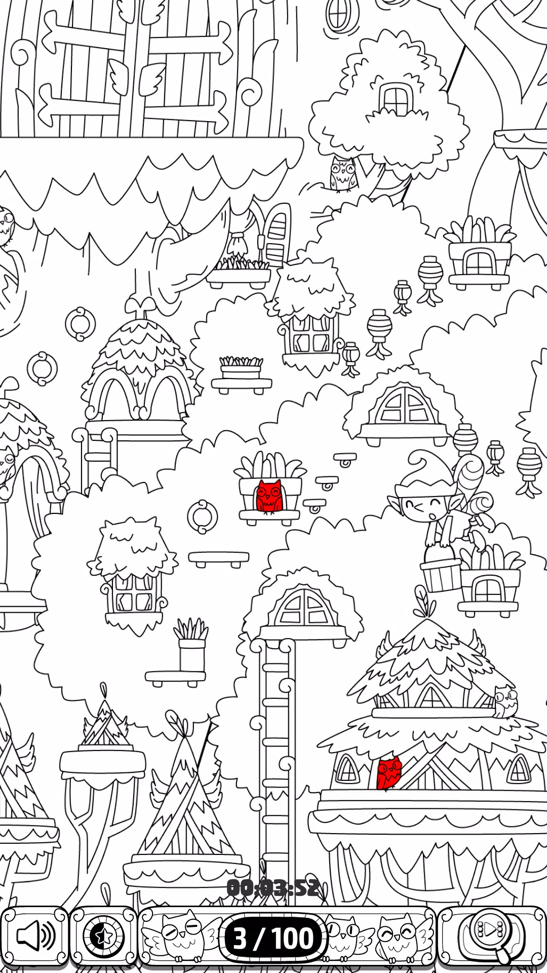 寻找100只隐藏的猫头鹰