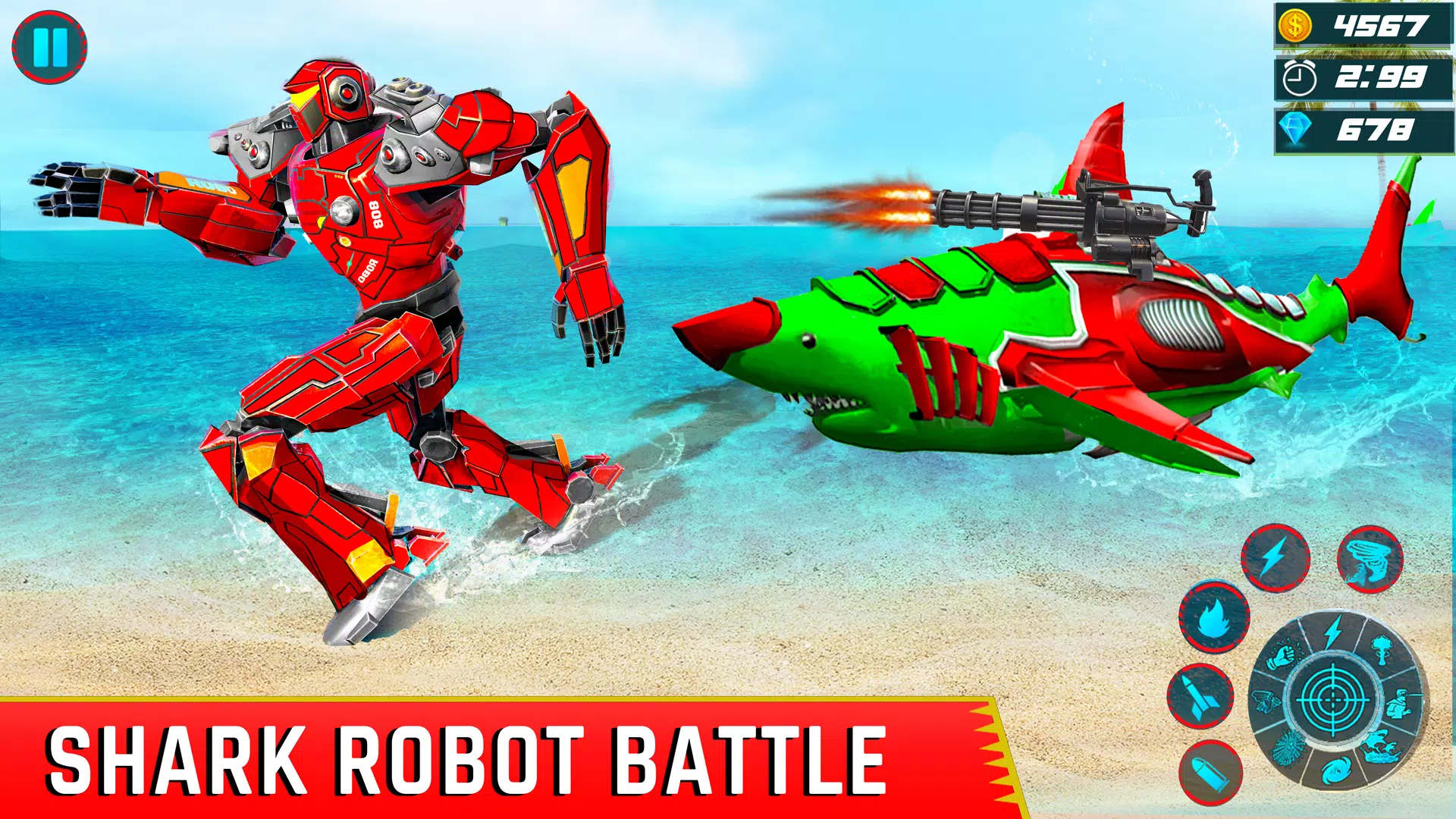 鲨鱼游戏机器人变形3D