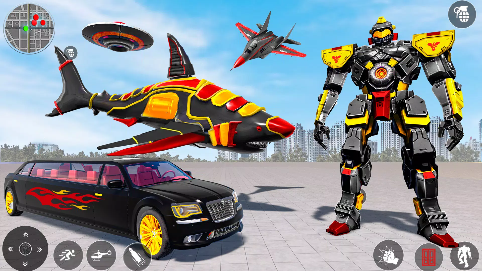 鲨鱼游戏机器人变形3D