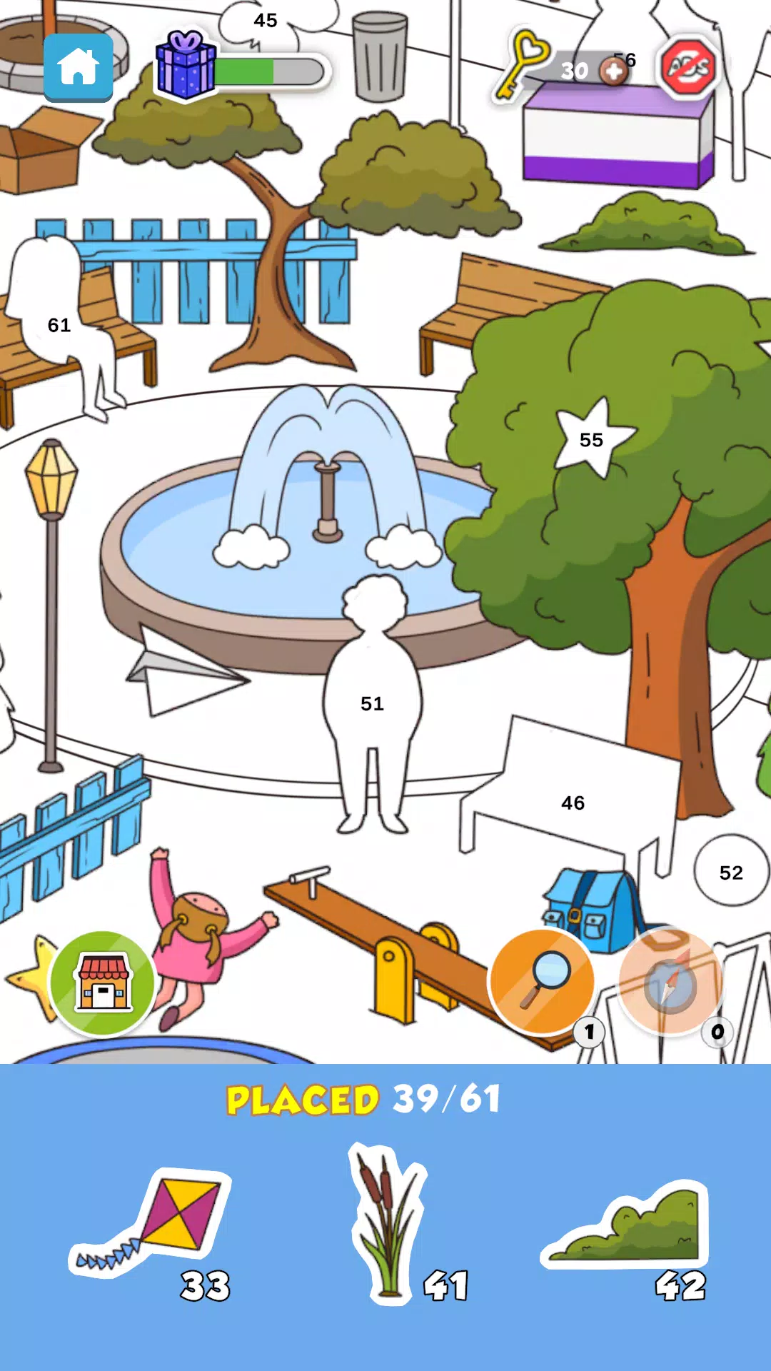 贴纸拼图：按数字显示颜色