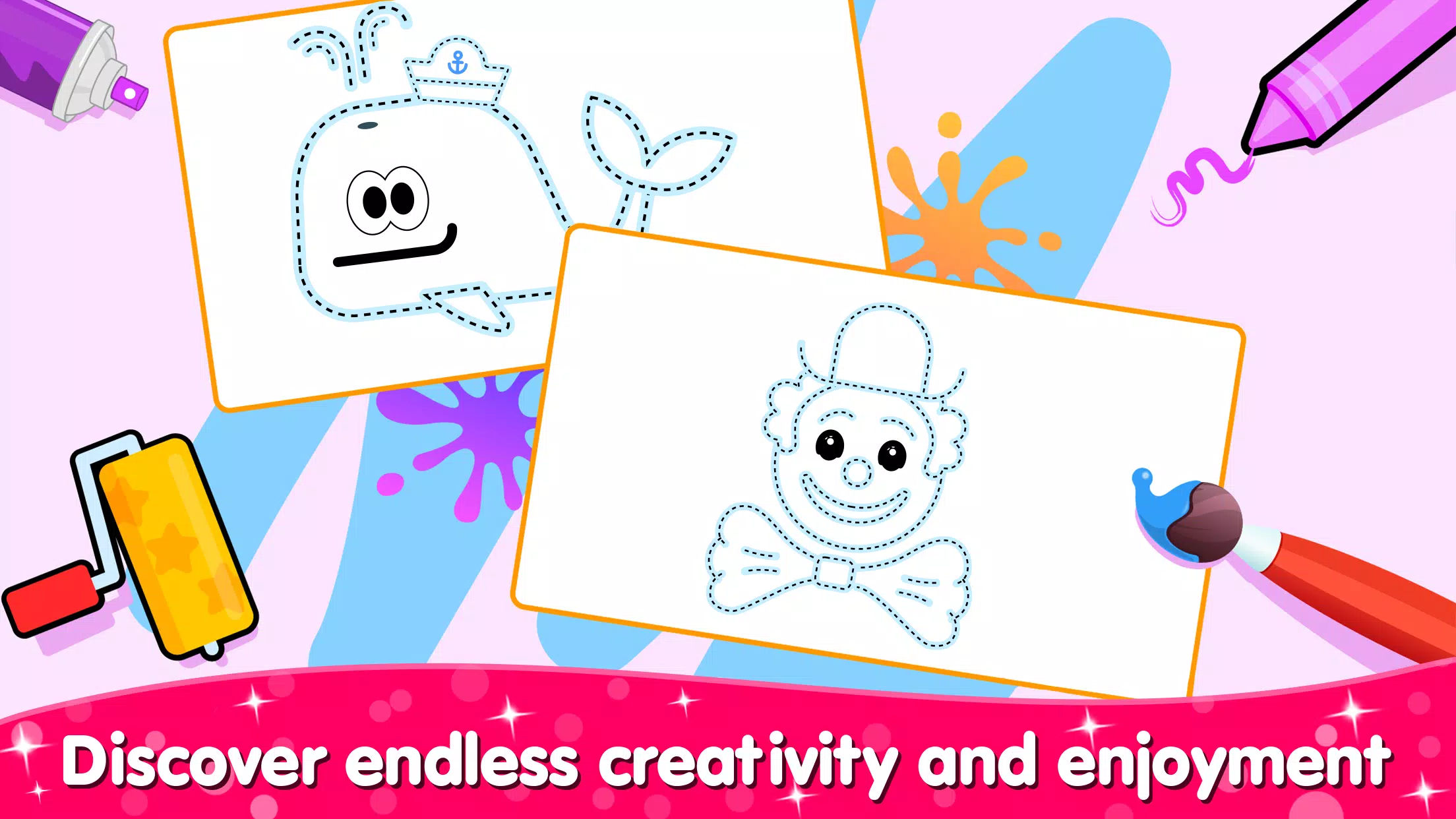 男孩的着色和绘画