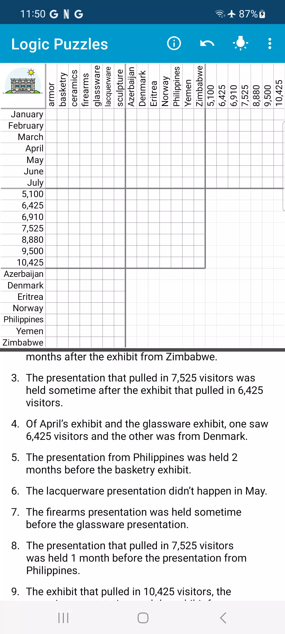 逻辑网格谜题:大脑游戏 逻辑网格谜题:大脑游戏