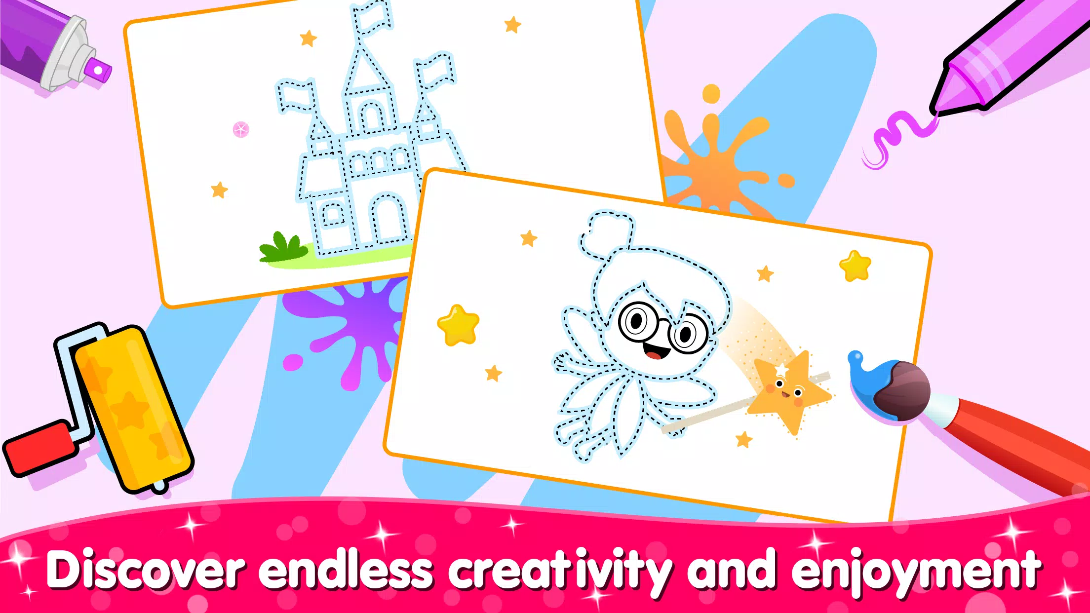 女孩的着色和绘画