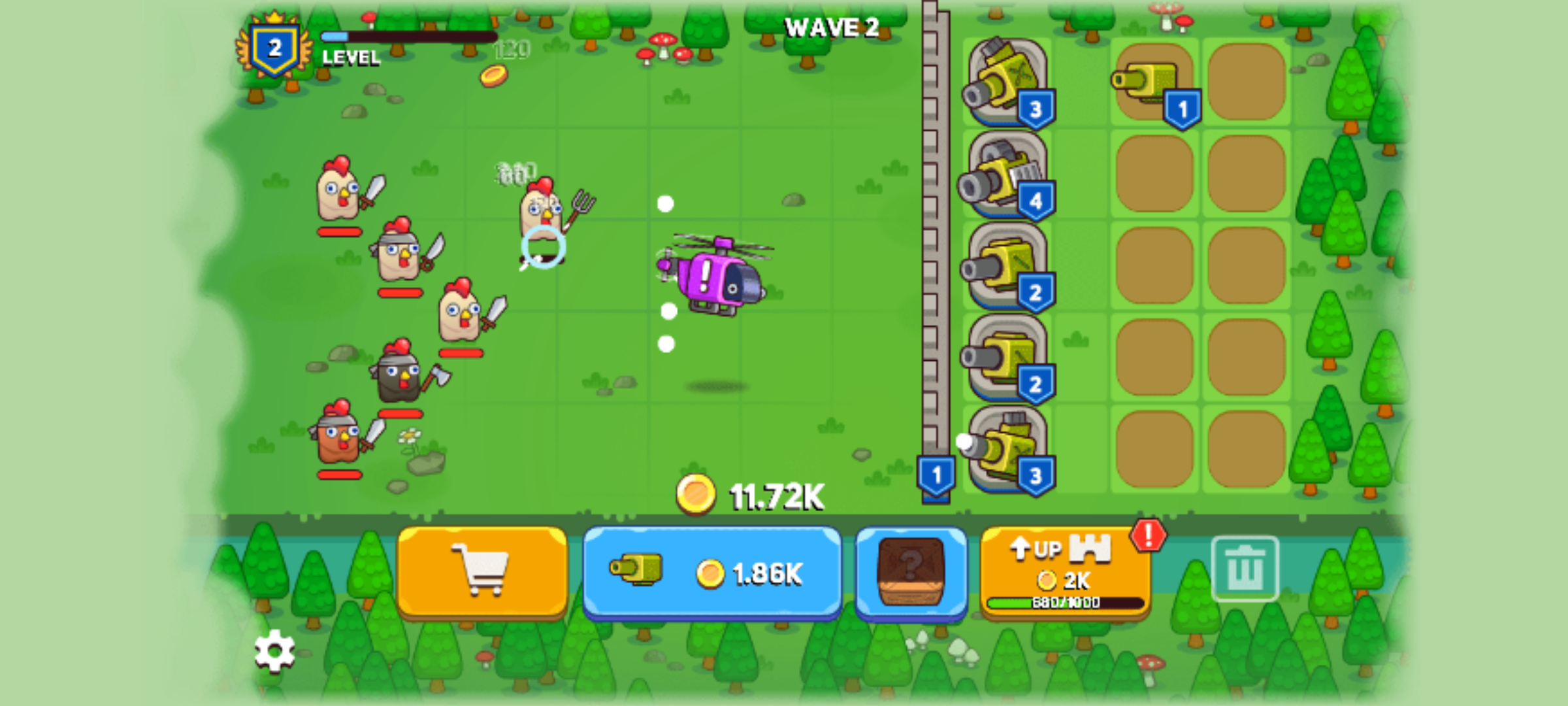 合并加农炮：小鸡防御