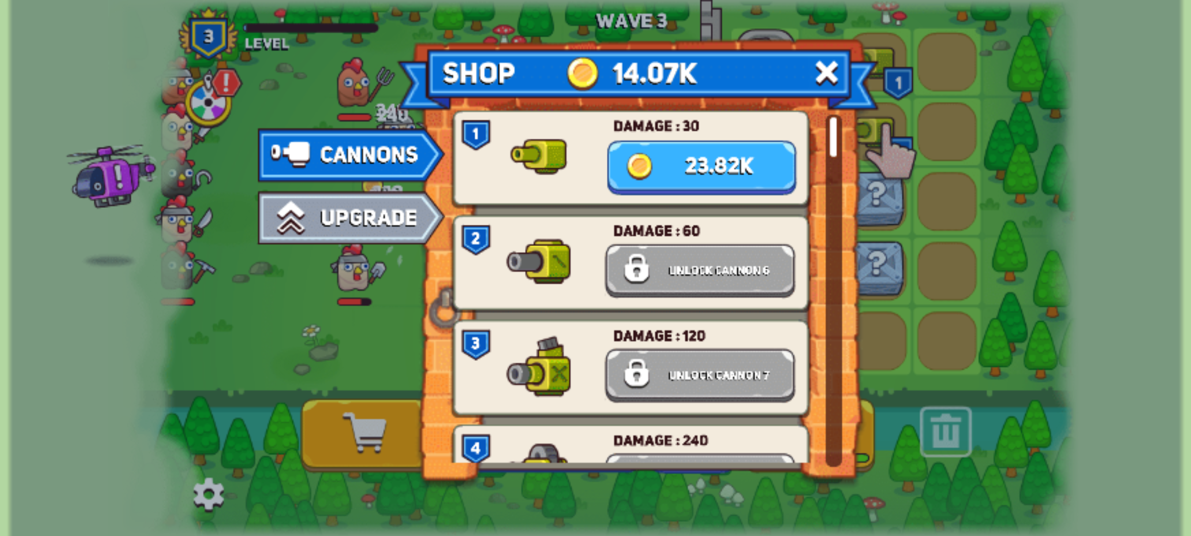 合并加农炮：小鸡防御