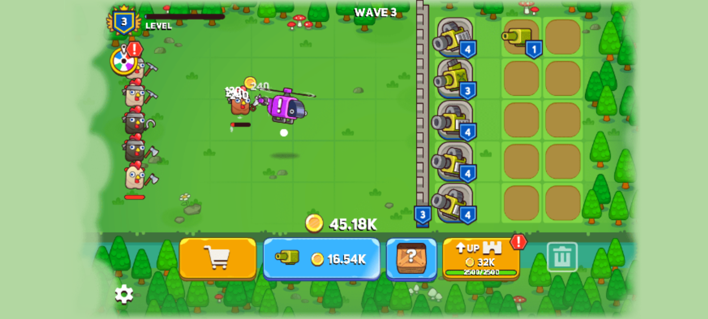 合并加农炮：小鸡防御