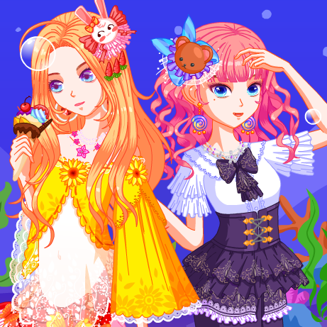 美人鱼装扮公主爱冰淇淋