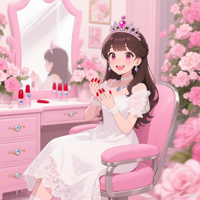 双人公主做美甲